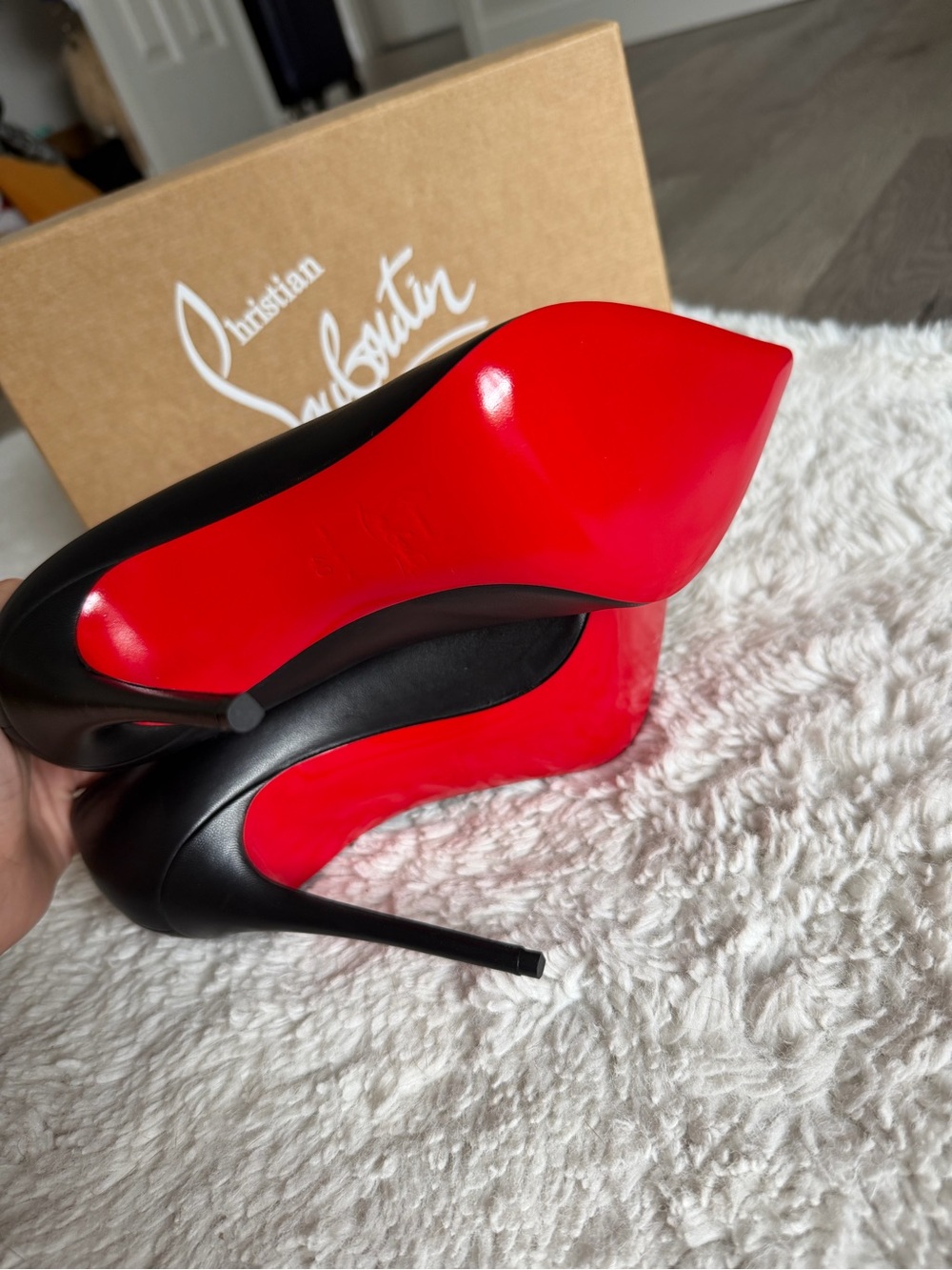 Christian Louboutin Black Leather Stiletto with Red Sole Pigalle Follies